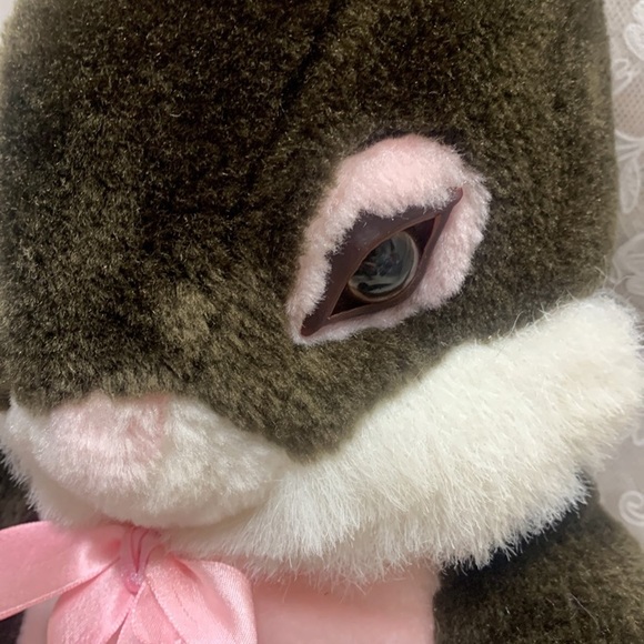 16" Pink, white & brown Easter chocalate strawberry bunny plush plastic eyelids - Picture 5 of 8